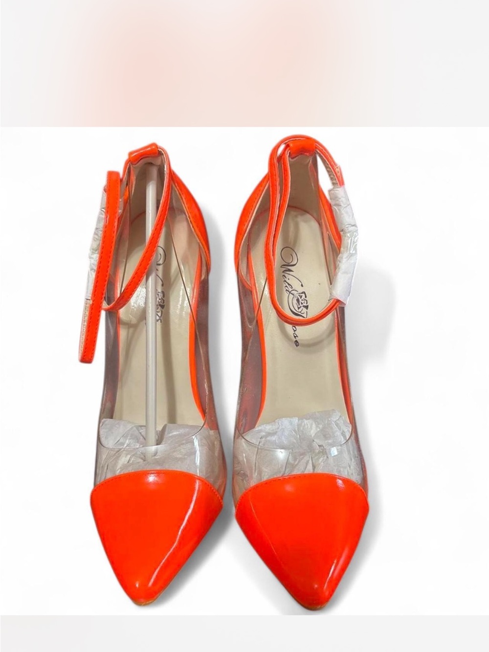 Wild Rose Orange Pointed Toe Ankle-Strap Pumps deadstock NWB